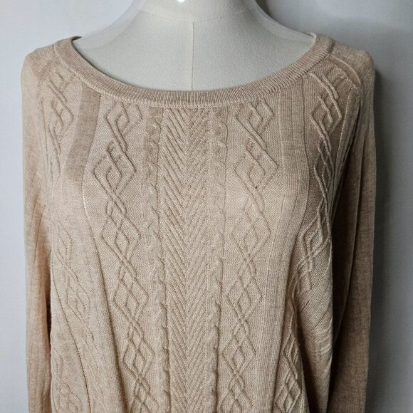 NWT Fresh Produce Sweater XL XXL Olivia Cable Knit Lightwe Cotton Beige Neutral - Picture 2 of 10